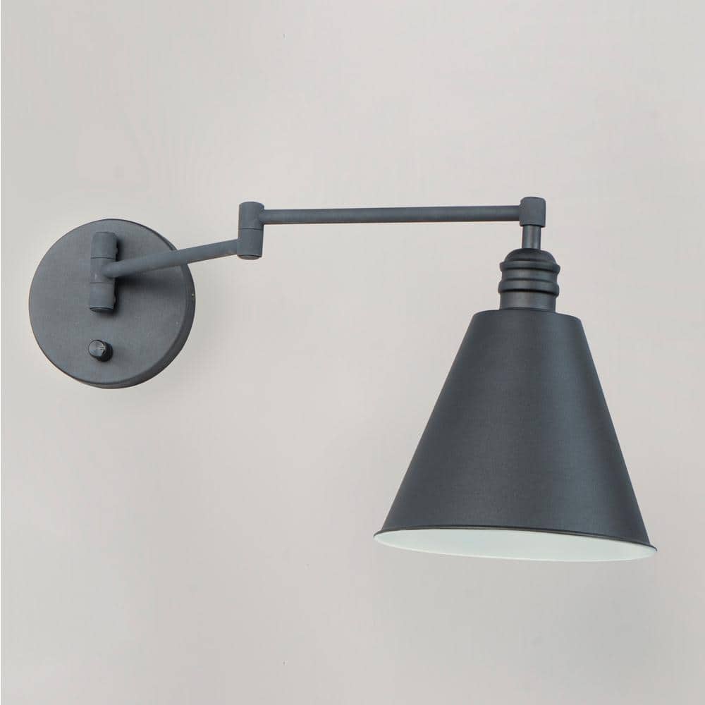 Library Classic Black Steel 1-Light Swing Arm Wall Sconce