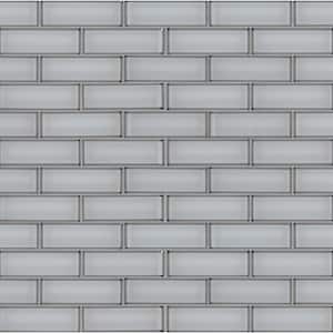 Ice Bevel Subway 11.73 in. x 11.73 in. x 8 mm Glossy Glass Mesh-Mounted Mosaic Tile (0.96 sq. ft.)