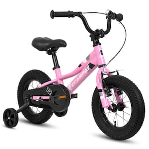 Pink Bike 12 in. Wheels 1-Speed Boys Girls Child Bicycles for 2-4-Years with Removable Training Wheels Baby Toys