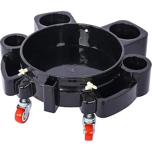 Ami 250 lbs. Round 5 Gal. Rolling Bucket Dolly For Car Wash With Brake Casters