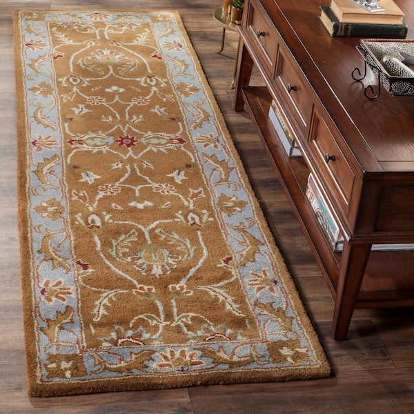 Heritage Brown/Blue 2 ft. x 12 ft. Floral Antique Runner Rug