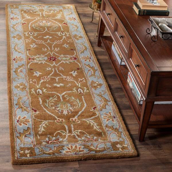 Heritage Brown/Blue 2 ft. x 6 ft. Floral Antique Runner Rug