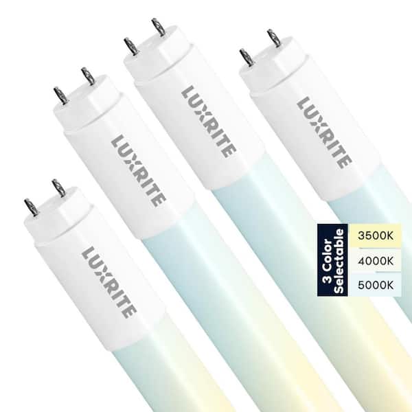 LUXRITE 13-Watt 4 ft. Linear T8 LED Tube Light Bulb 3 Color Selectable Single and Double End Powered 1950 Lumens F32T8 (4-Pack)
