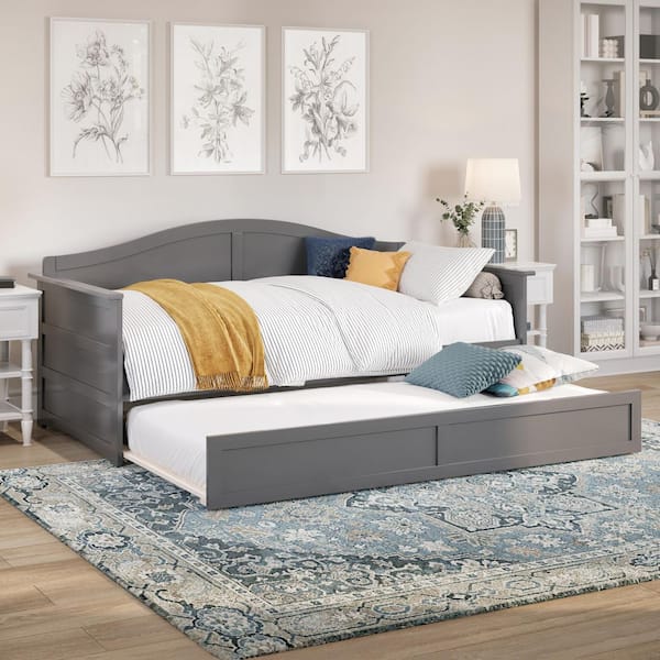 AFI Acadia Grey Twin Solid Wood Daybed with Twin Trundle