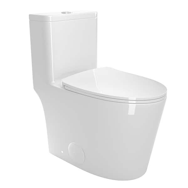 Unbranded 1-Piece 1.1/1.6 GPF Dual Flush Elongated Toilet Comfort Height Floor Mounted in White with Soft Close Seat Included