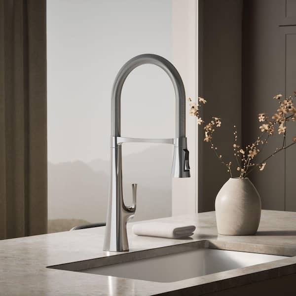 Graze Single-Handle Standard Kitchen Faucet in Polished Chrome