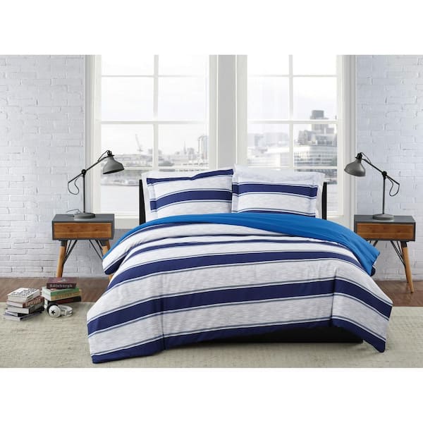 London Fog Watkins Stripe Multi-Colored Twin XL 2-Piece Comforter Set