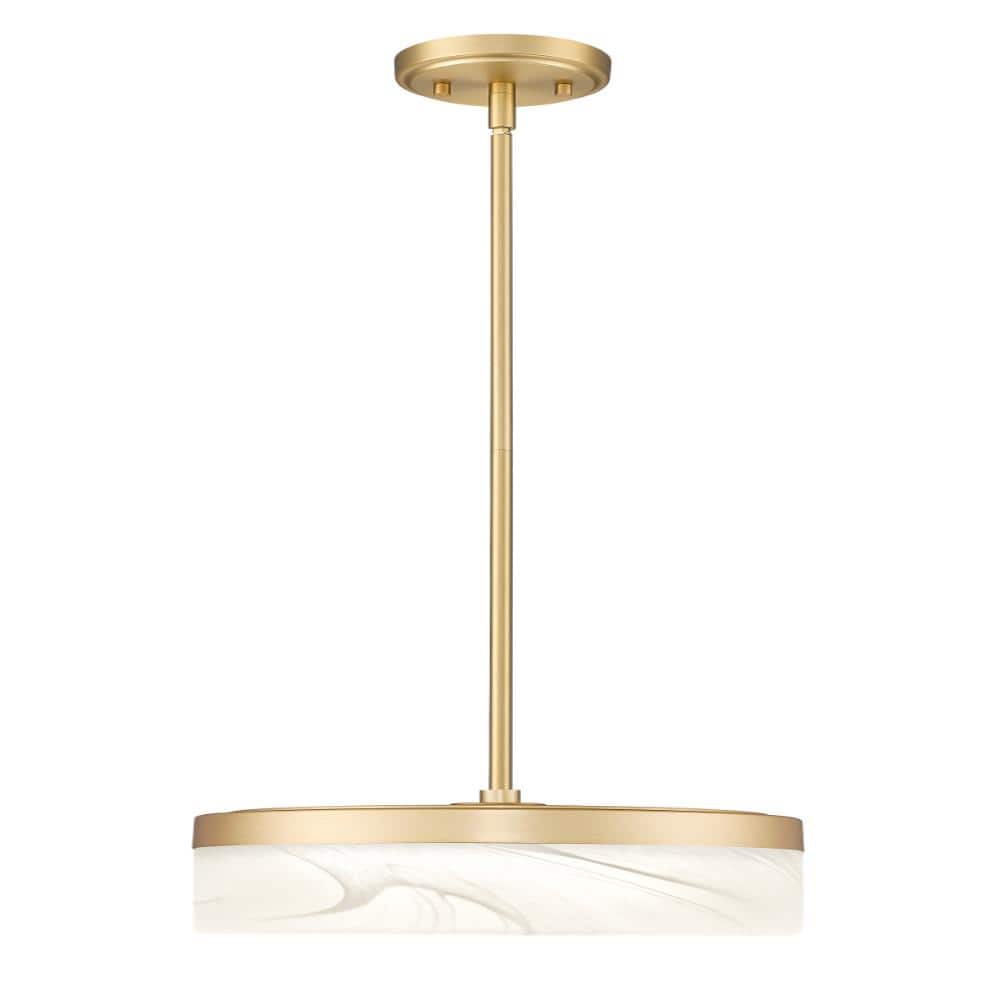 Renaud 13 in. Modern Gold 5CCT Integrated Led 1-Light Pendant Light with Feathered White Glass Shade price history on PriceWatchPro