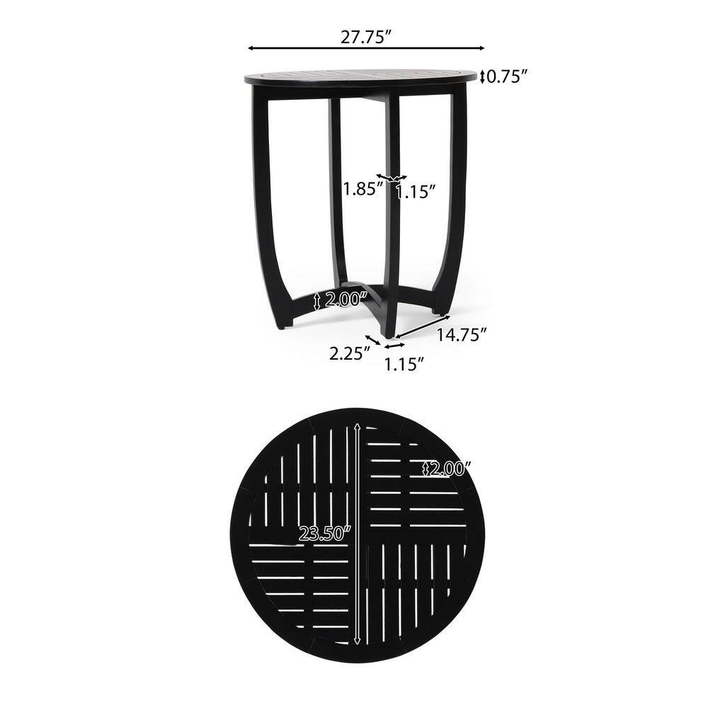 Tavon Black Acacia Wood Round Bistro Table