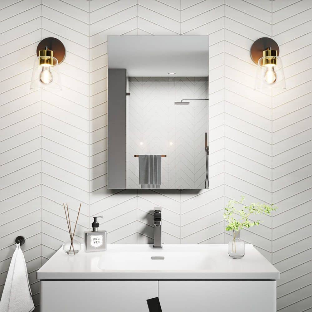 EAKYHOM 16 in. W x 24 in. H Rectangular Silver Aluminum Recessed