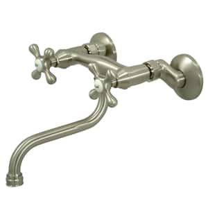 Traditional 2-Handle Wall Mount Bathroom Faucet in Brushed Nickel