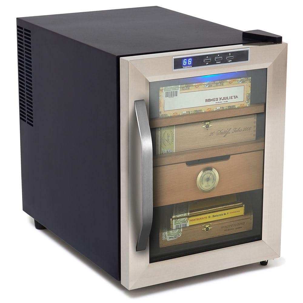 Stainless Steel 34L Cigar Cooler with Glass Door and Humidifier