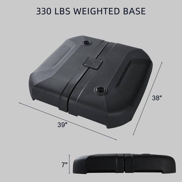 10 ft. x 13 ft. Sunbrella Aluminum 360° Rotation Wood Pattern Cantilever Outdoor Patio Umbrella with Base in Cast Ash