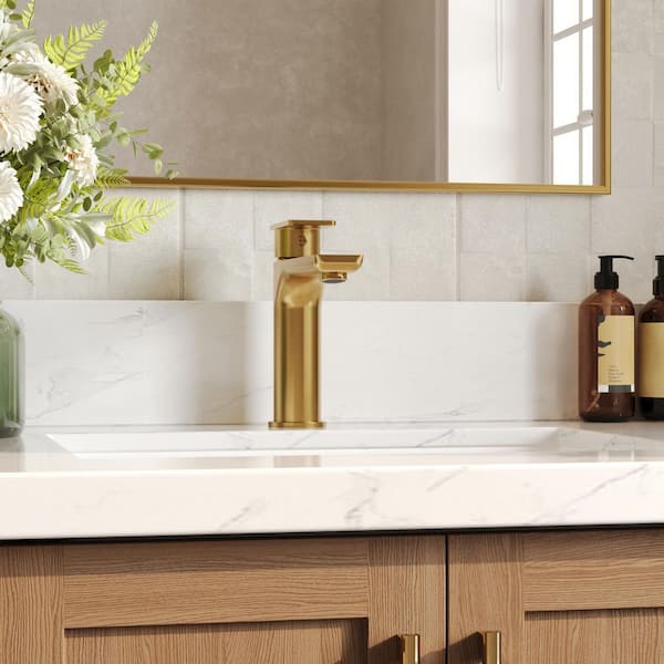 3 in. Low Arc Spout Height Single Handle Single Hole Vessel Sink Faucet in Brushed Gold Drain Not Included (2-Pack)