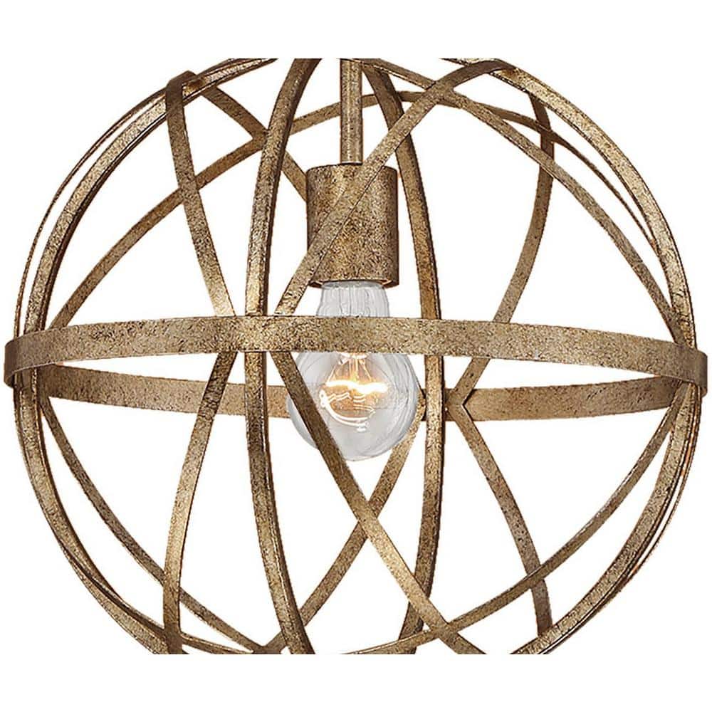 Vintage Gold Glass Globe Pendant Light