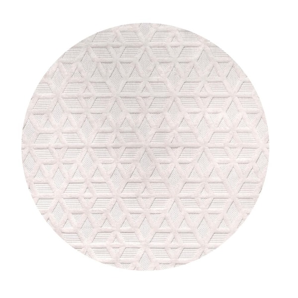 Talaia Neutral Geometric Ivory 5 ft. Round Indoor/Outdoor Area Rug