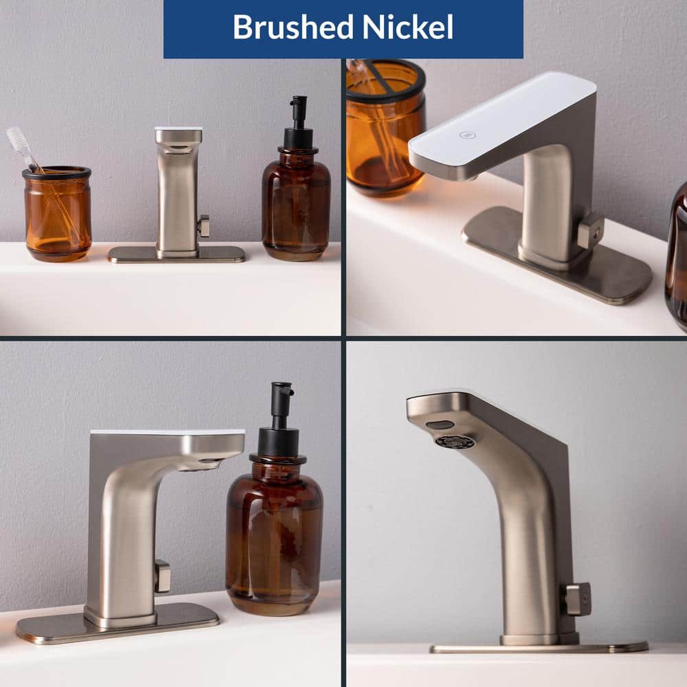 Grove Brushed Nickel Touchless Bathroom Sink Faucet with LED Display