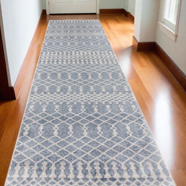 2 ft. x 10 White Moroccan Washable Runner Area Rug