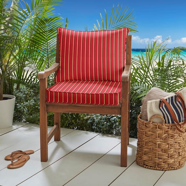 Red and white outdoor chair online cushions