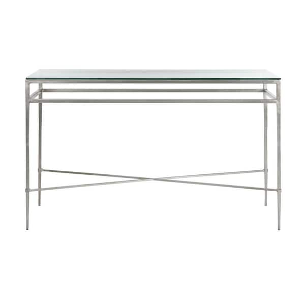 SAFAVIEH Baumgarten 19.3 in. Silver/Glass Rectangle Metal Console Table