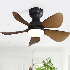 29 in. Indoor Black Modern Flush Mount Ceiling Fan with LED Dimmable Light and Remote Control