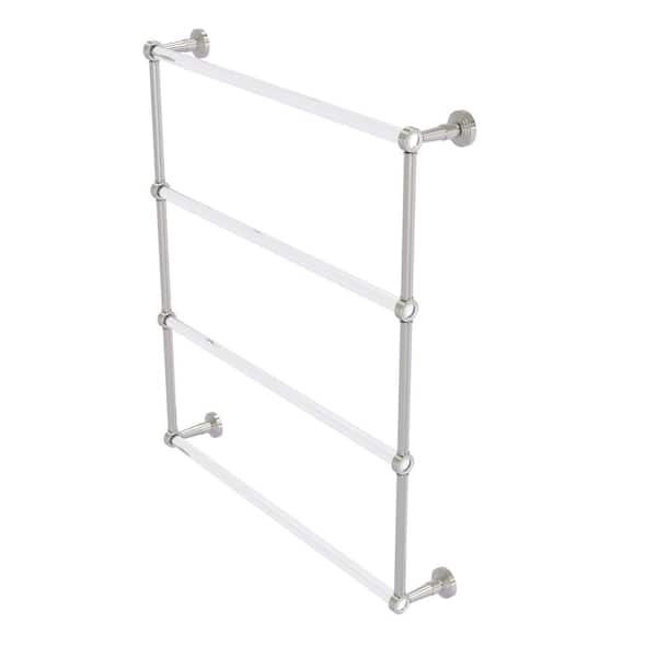 Allied Brass Pacific Beach 4-Tier 30 in. Ladder Towel Bar with Groovy Accents in Satin Nickel