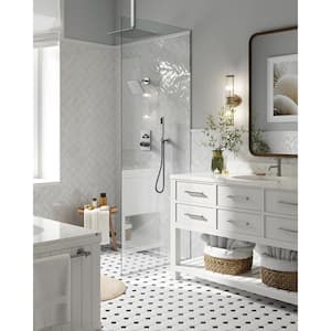 His and Hers Showers 7-Spray 12 in. Thermostatic Cartridge Wall Bar Shower Kit in Brushed Nickel Valve Included