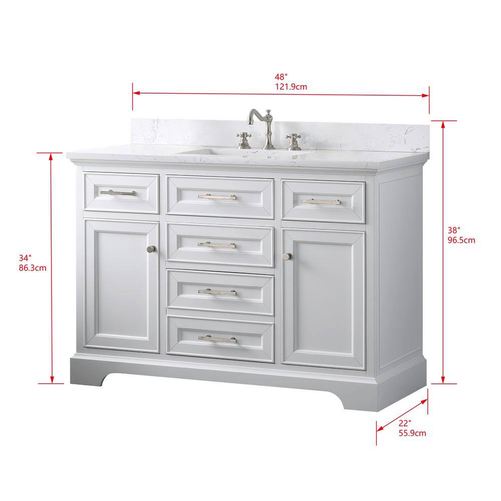 Thompson 48" White Solid Wood and MDF Single Vanity