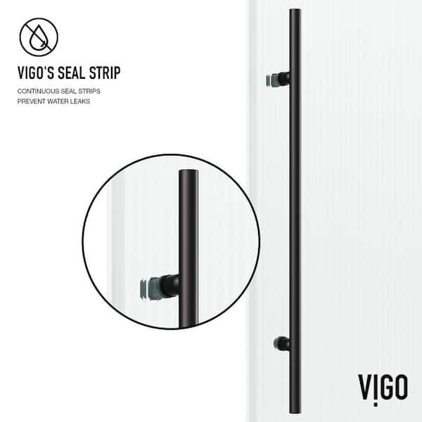 Elan E-Class 60 in. W x 66 in. H H Sliding Frameless Tub Door in Matte Black with Fluted Glass