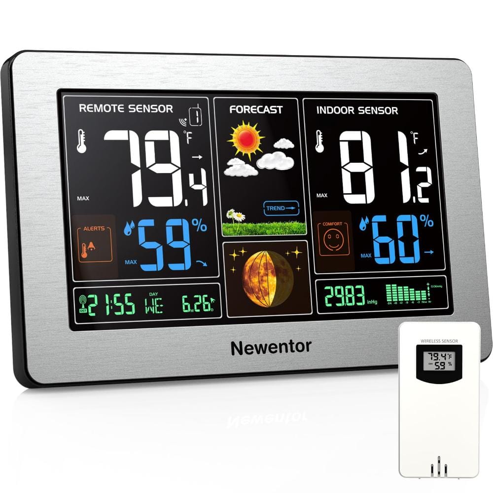 7.5 in Wireless Weather Station with Atomic Clock, Indoor Outdoor