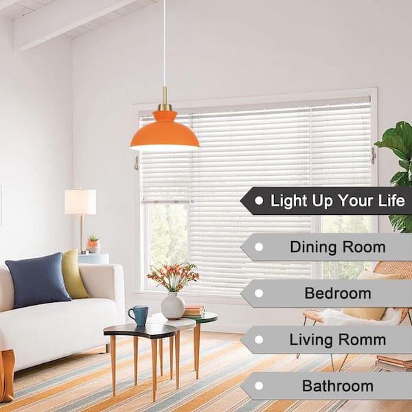 ADSENSTY 1-Light Simple Orange Single Dome Pendant Light with