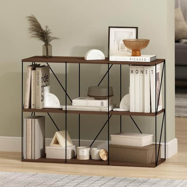 Furinno Econ 57.13 in. Tall Espresso/Black Wood 4-Shelf Corner Bookcase