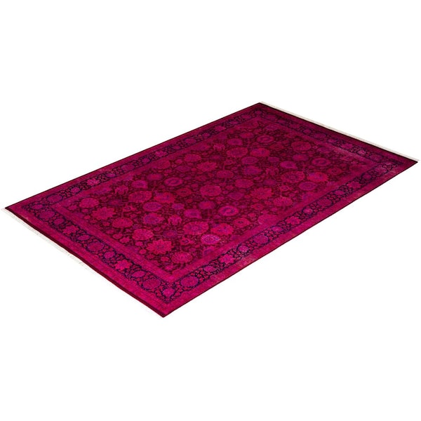 Overdyed Red 6 ft. x 9 ft. Solid Wool Indoor Area Rug