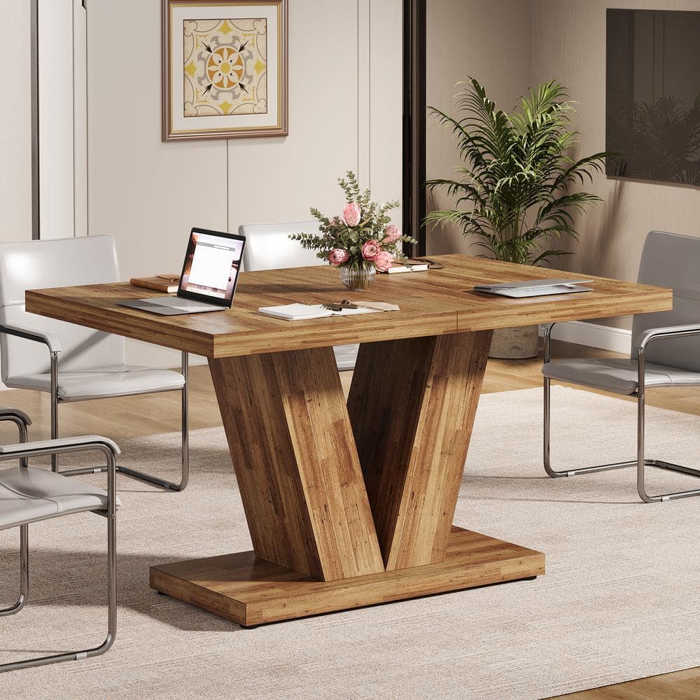 47.24 in. W Rectangular Walnut Brown Wood Conference Table for 4-People, Meeting Table Desk for Office price history on PriceWatchPro