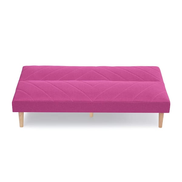 Z-joyee 66 in. Pink Velvet Twin Size Variable Sofa Bed, Baby Pink