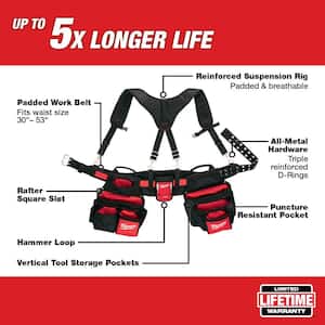 General Contractor Work Belt with Suspension Rig with 9-Pocket Utility Pouch
