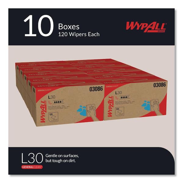 WYPALL L30 Towels, POP-UP Box, 10 in. x 9-4/5 in., White, 120/Box