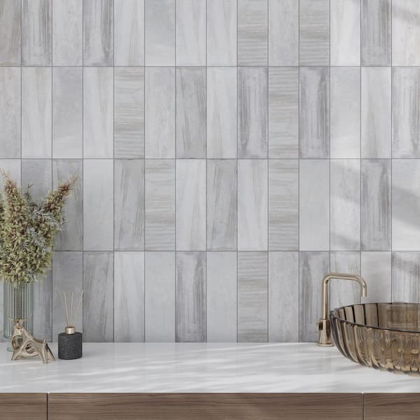 Lockwood 4.3 in. x 13 in. Gray Porcelain Matte Wall and Floor Tile (12.03 sq. ft./case) 31-Pack