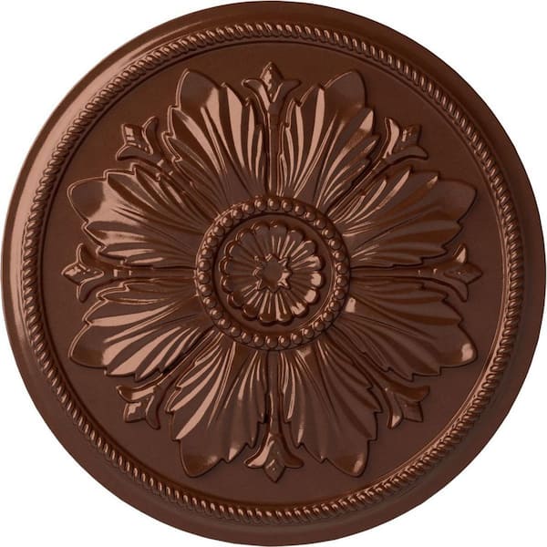 Ekena Millwork 23-5/8 in. x 1-1/2 in. Kaya Urethane Ceiling Medallion (Fits Canopies upto 5-1/4 in.), Copper Penny