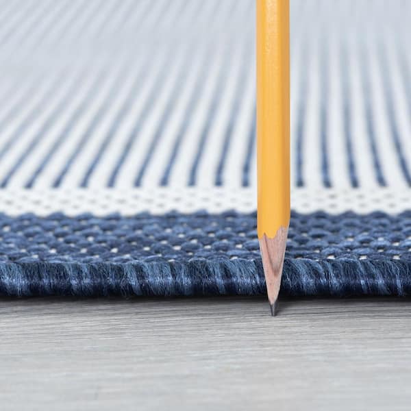 Eco Geometric Blue 9 ft. x 12 ft. Indoor/Outdoor Area Rug