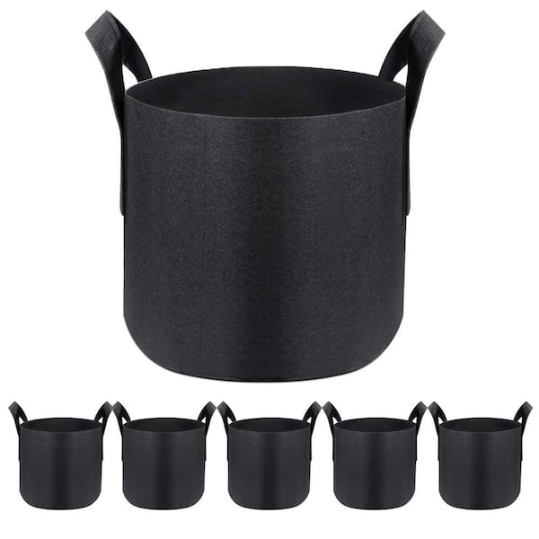 10 Gal. Black Fabric Planting Containers and Pots Planter With Handles (Set of 6)