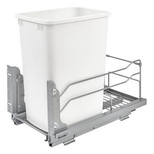 White Pull Out Kitchen Trash Can 35 qt. with Soft-Close