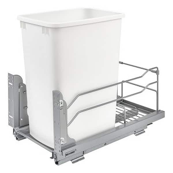 Rev-A-Shelf White Pull Out Kitchen Trash Can 35 qt. with Soft-Close
