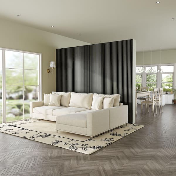 23.6 in. x 23.6 in. Natural Wood Black Color Square Wall Panels Decorative Sound Proof Panels Shiplap Panel (4-Pack)