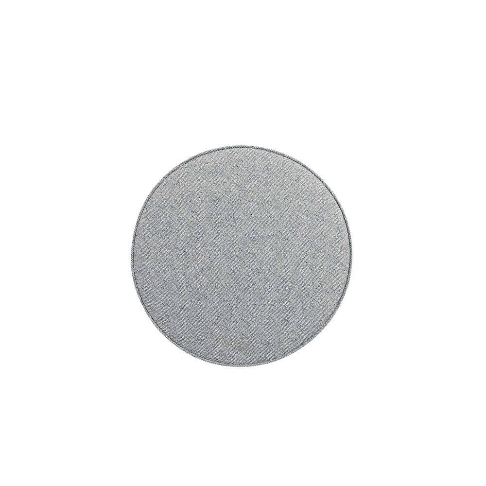 Bailey Round Gray Upholstered Ottoman with Gold Legs