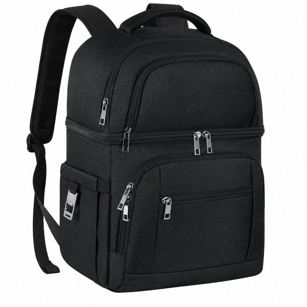 Black Insulated Leakproof Cooler Backpack Lunch Bag for Outdoor Picnic, Hiking, Fishing, Beach, Men Women