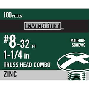 #8-32 x 1-1/4 in. Zinc Plated Combo Truss Head Machine Screw (100-Pack)