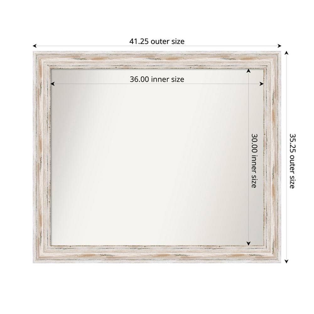 Alexandria Whitewash 41.25 in. x 35.25 in. Custom Non-Beveled Wood Framed Bathroom Vanity Wall Mirror price history on PriceWatchPro