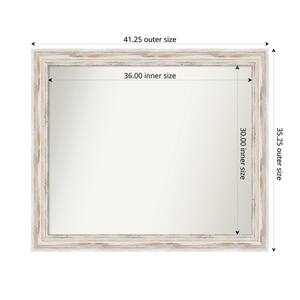 Alexandria Whitewash 41.25 in. x 35.25 in. Custom Non-Beveled Wood Framed Bathroom Vanity Wall Mirror