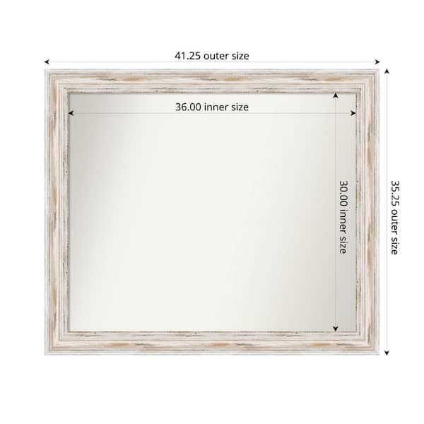 Amanti Art Alexandria Whitewash 41.25 in. x 35.25 in. Custom Non-Beveled Wood Framed Bathroom Vanity Wall Mirror